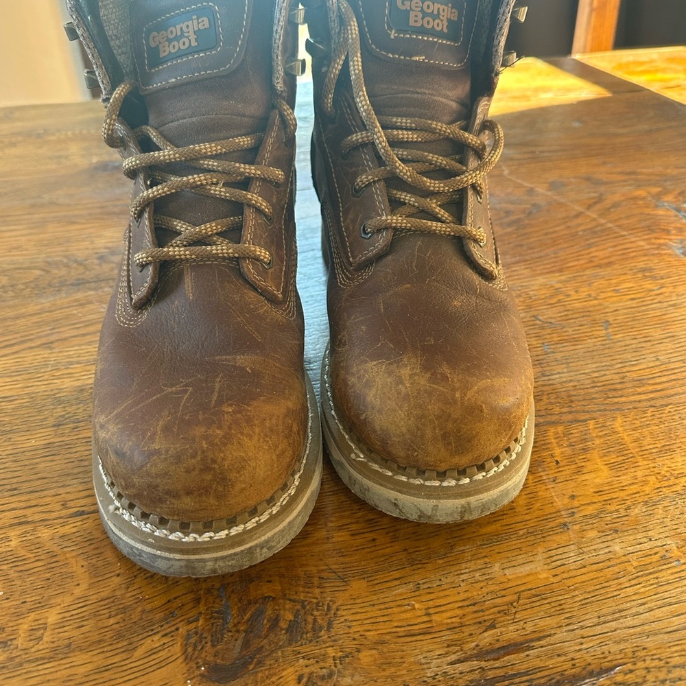 Georgia Boot Dark Brown Leather Lace-Up Boots